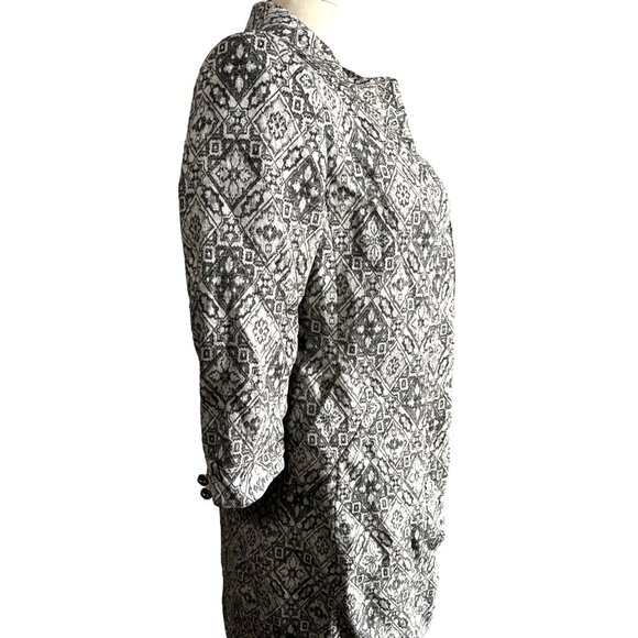 Zara Basic Silver Wool Blend 3/4 Long Blazer Sz Medium Womens Bow Back - Picture 11 of 13